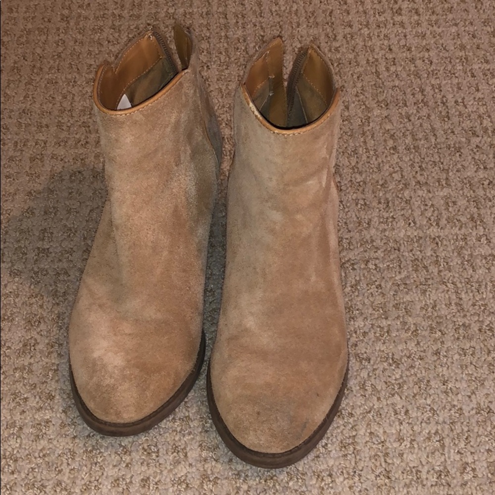Tan suede western booties